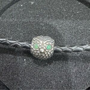 Pandora Wise Owl Green Eyes CZ Charm #791211CZN RETIRED & RARE